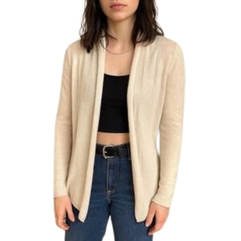 NWT Bloomingdale’s Cashmere Women Open Front Cardigan‎ Cream 2-Ply – Size M